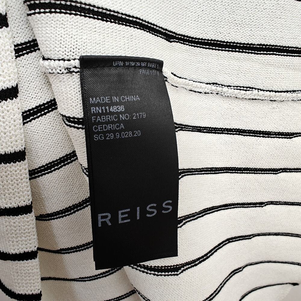 Reiss Cedrica Plisse Midi Dress Size 2 Black & White Stretch Chic Career Dinner - Picture 8 of 10
